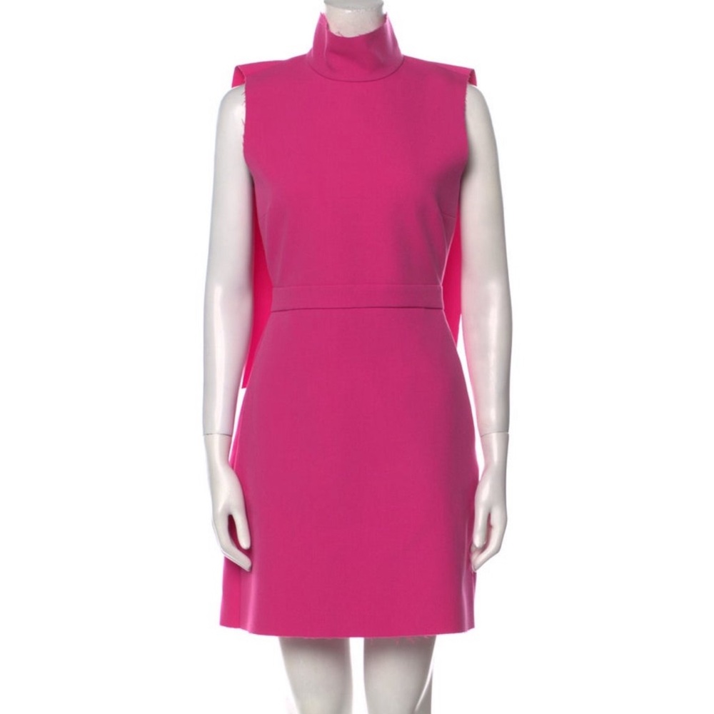 Hot Pink MSGM Turtleneck Cape Dress